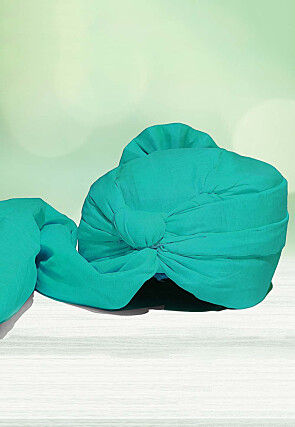 Solid Color Chanderi Cotton Kids Turban in Teal Green