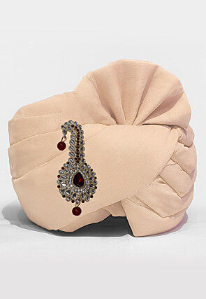 Solid Color Chanderi Cotton Turban in Beige