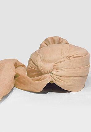 Solid Color Chanderi Cotton Turban in Beige