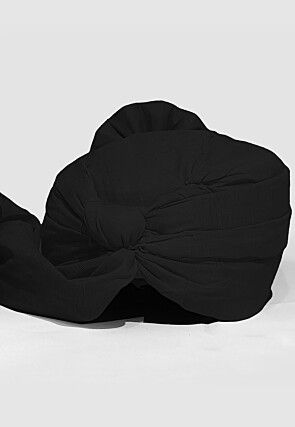 Solid Color Chanderi Cotton Turban in Black