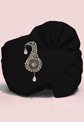 Solid Color Chanderi Cotton Turban in Black