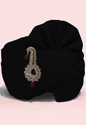 Solid Color Chanderi Cotton Turban in Black