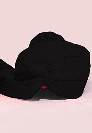 Solid Color Chanderi Cotton Turban in Black
