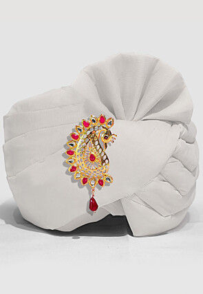 Solid Color Chanderi Cotton Turban in Off White