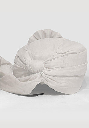 Solid Color Chanderi Cotton Turban in Off White