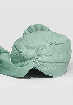 Solid Color Chanderi Cotton Turban in Pastel Green