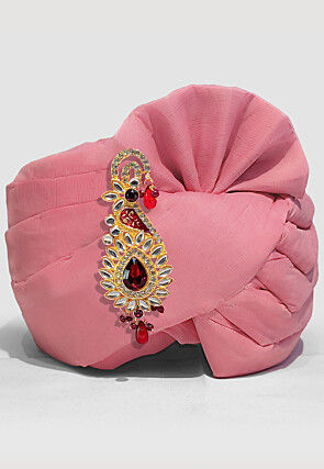 Solid Color Chanderi Cotton Turban in Peach