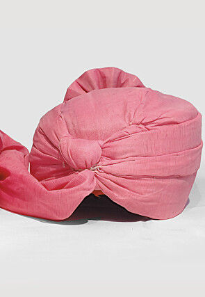 Solid Color Chanderi Cotton Turban in Peach