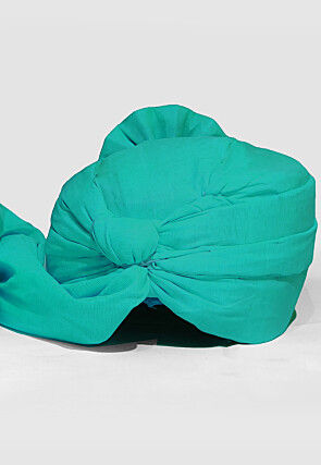 Solid Color Chanderi Cotton Turban in Teal Green