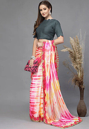 Solid Color Chanderi Silk Scalloped Blouse in Grey