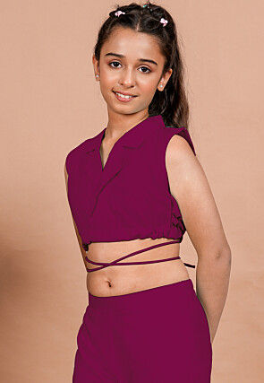 Solid Color Cotton Adjustable Dori Crop Top Set in Fuchsia