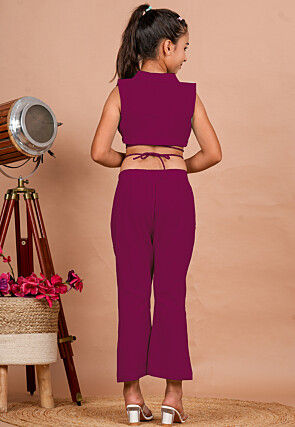 Solid Color Cotton Adjustable Dori Crop Top Set in Fuchsia
