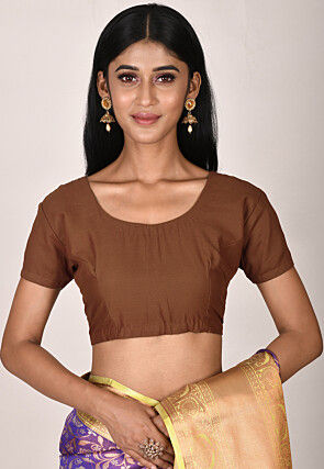 Buy Brown Saree with Choker Blouse by REETI ARNEJA at Ogaan Online Shopping  Site