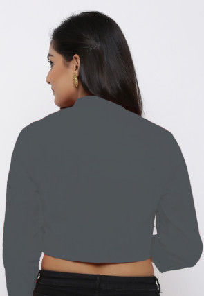Solid Color Cotton Blouse in Dark Grey