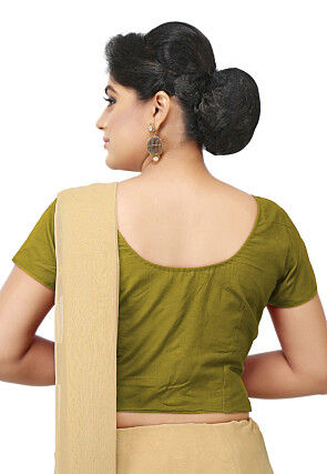 Solid Color Cotton Blouse in Olive Green