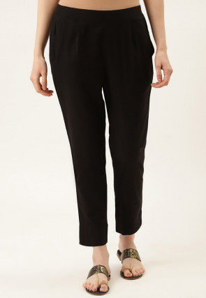 Solid Color Cotton Cambric Pant in Black