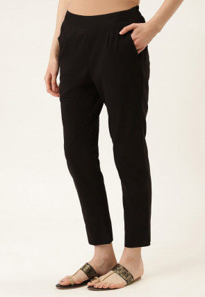 Solid Color Cotton Cambric Pant in Black