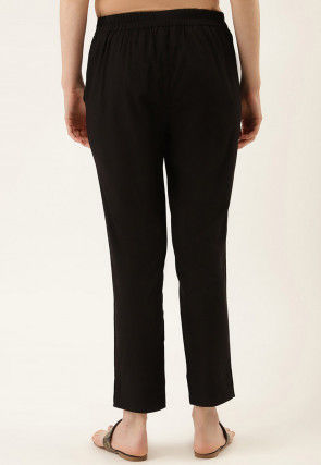 Solid Color Cotton Cambric Pant in Black