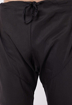 Solid Color Cotton Churidar in Black