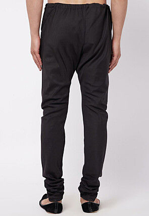 Solid Color Cotton Churidar in Black