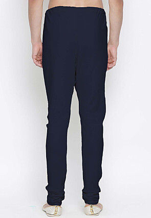 Solid Color Cotton Churidar in Navy Blue