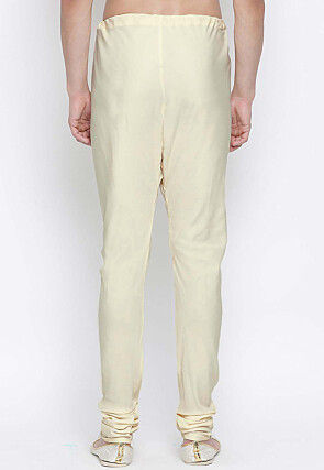 Solid Color Cotton Churidar in Off White