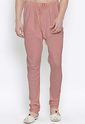 Solid Color Cotton Churidar in Old Rose