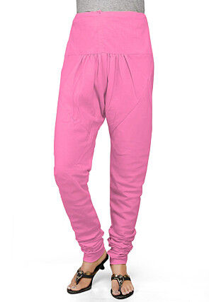 Solid Color Cotton Churidar in Pink