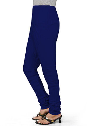 Solid Color Cotton Churidar in Royal Blue