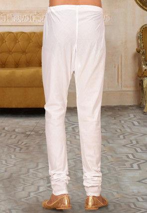 Solid Color Cotton Churidar in White