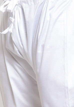 Solid Color Cotton Churidar in White