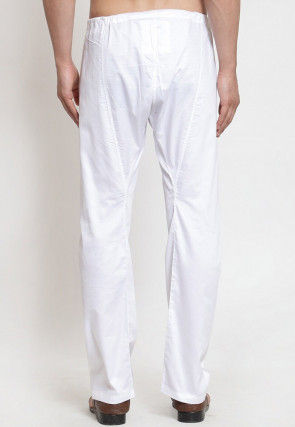 Solid Color Cotton Churidar in White