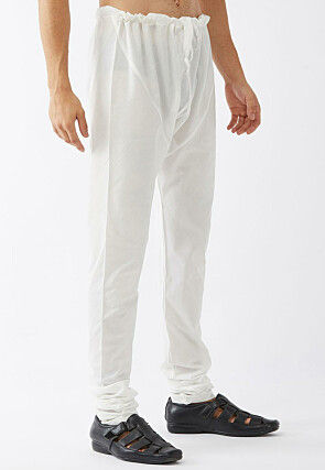 Solid Color Cotton Churidar in White