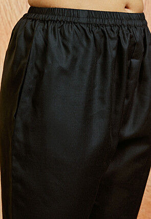 Solid Color Cotton Co Ord Set in Black