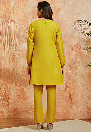 Solid Color Cotton Co Ord Set in Mustard