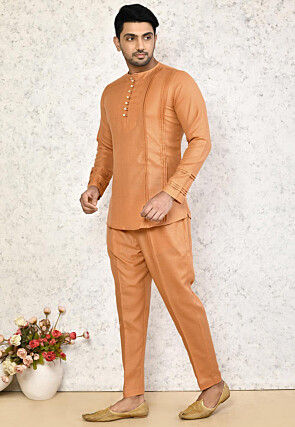Solid Color Cotton Co Ord Set in Orange