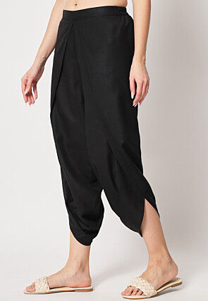 Solid Color Cotton Dhoti in Black