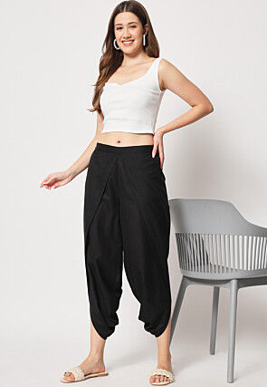 Solid Color Cotton Dhoti in Black