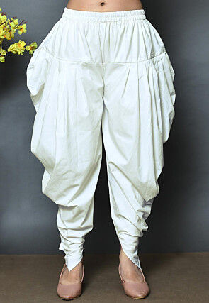 Solid Color Cotton Dhoti in White