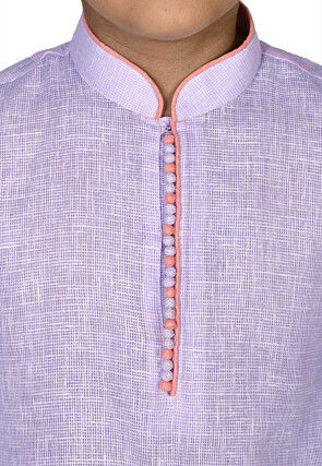 Solid Color Cotton Dhoti Kurta in Light Purple