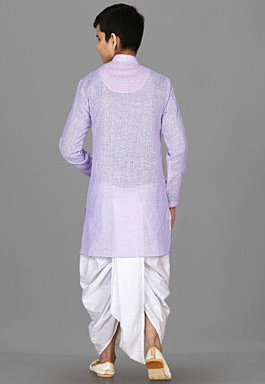 Solid Color Cotton Dhoti Kurta in Light Purple