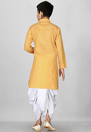 Solid Color Cotton Dhoti Kurta in Mustard