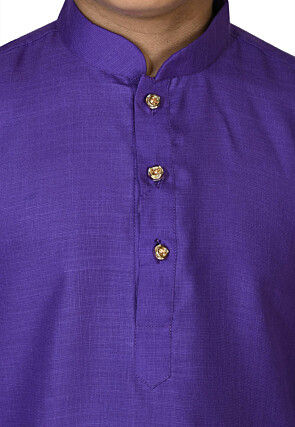 Solid Color Cotton Dhoti Kurta in Violet