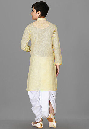 Solid Color Cotton Dhoti Kurta in Yellow