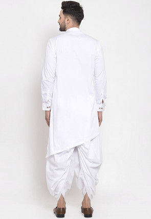 Solid Color Cotton Dhoti Kurta White