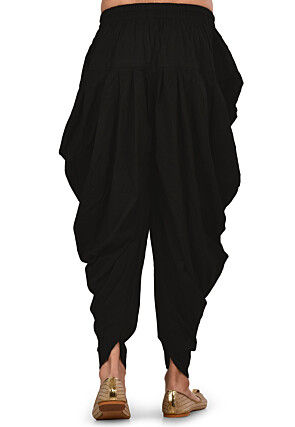 Solid Color Cotton Dhoti Pant in Black