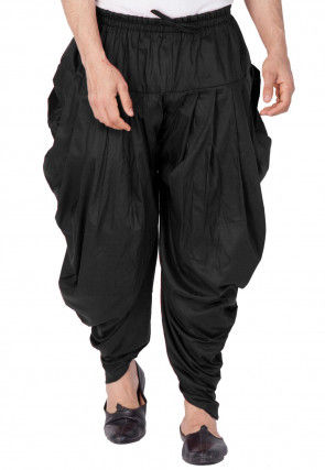 Solid Color Cotton Dhoti Pant in Black