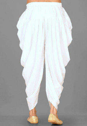 Solid Color Cotton Dhoti Pant in White
