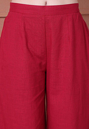 Solid Color Cotton Flex Co Ord Set in Maroon