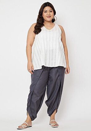 Solid Color Cotton Flex Dhoti Pant in Grey